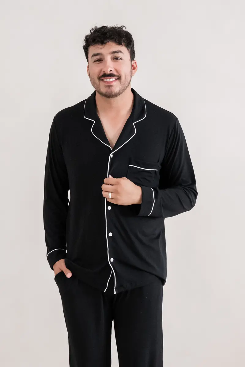 Men's Long Sleeve Pajama Set In Midnight 2
