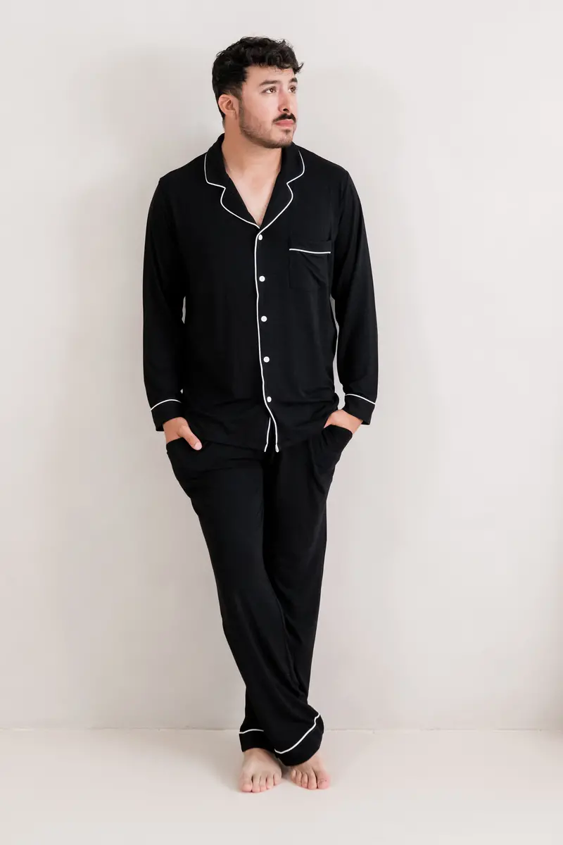 Men's Long Sleeve Pajama Set In Midnight 3