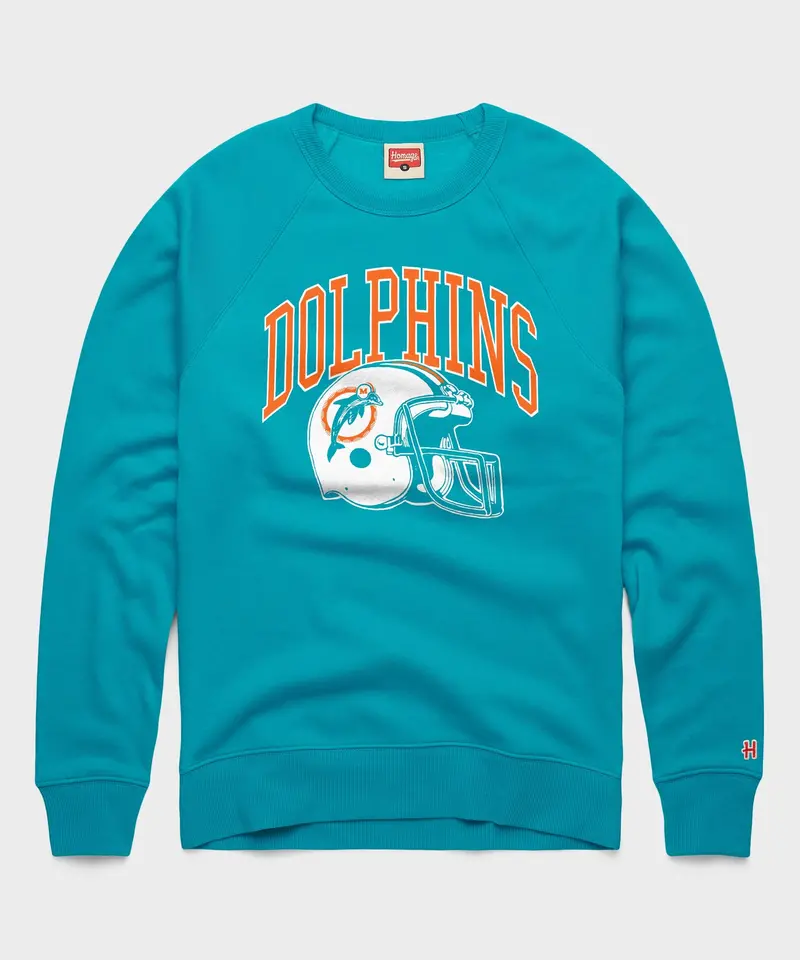Miami Dolphins Helmet Retro Crewneck 1