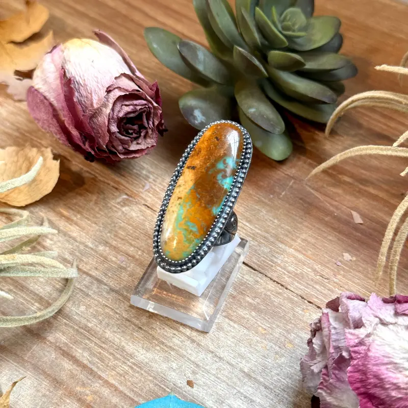 Mj Turquoise Ring – Sterling Silver Adjustable Band 1
