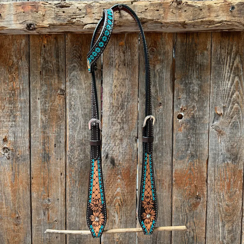 Multi Flower One Ear Headstall / Bridle #24379 1