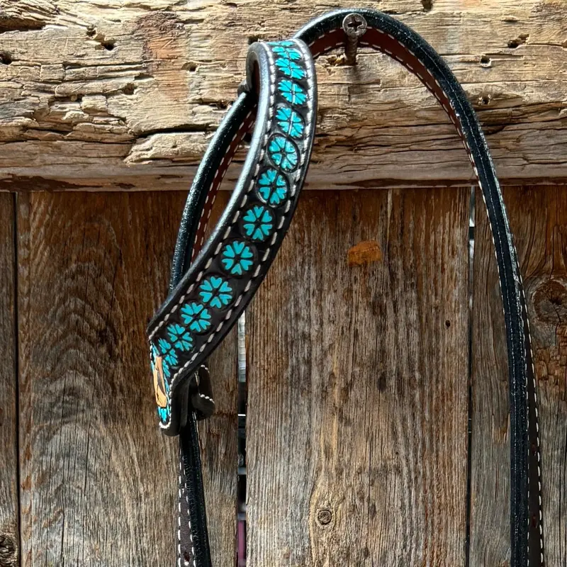 Multi Flower One Ear Headstall / Bridle #24379 2