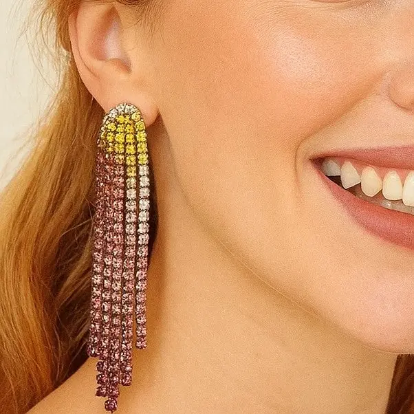 Multicolored Rodeo Inspired Rhinestone Dangle Fashion Earrings 1