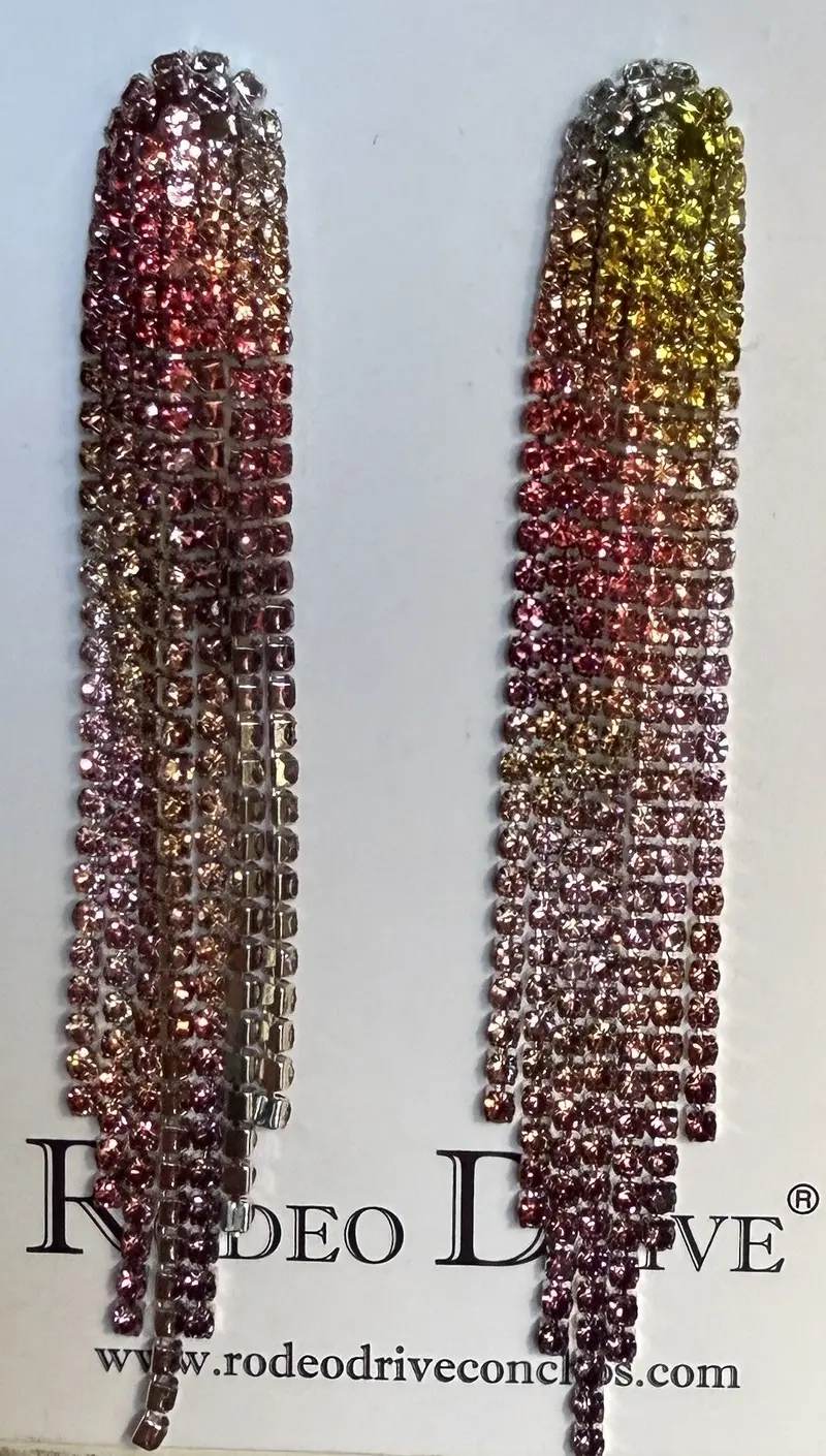 Multicolored Rodeo Inspired Rhinestone Dangle Fashion Earrings 2