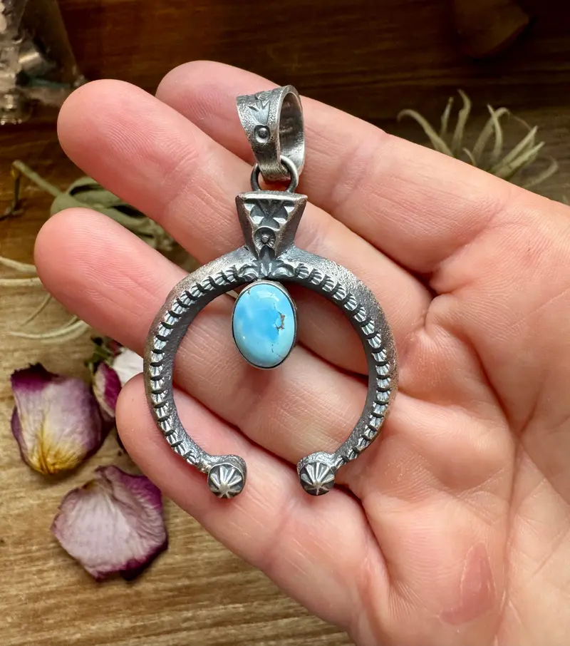 Naja Pendant With Golden Hill Turquoise – Option 2 – Sterling Silver – Native Made By Kb – Fits 8Mm 2