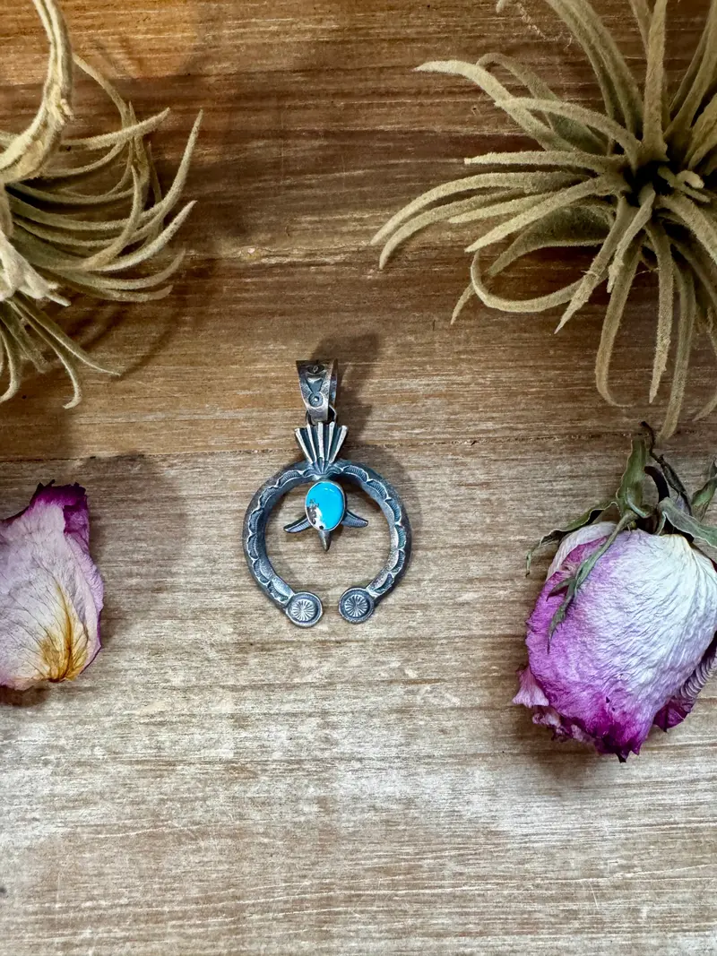 Naja Pendant With Golden Hill Turquoise – Sterling Silver – Native Made By Kb – Fits 8Mm 1