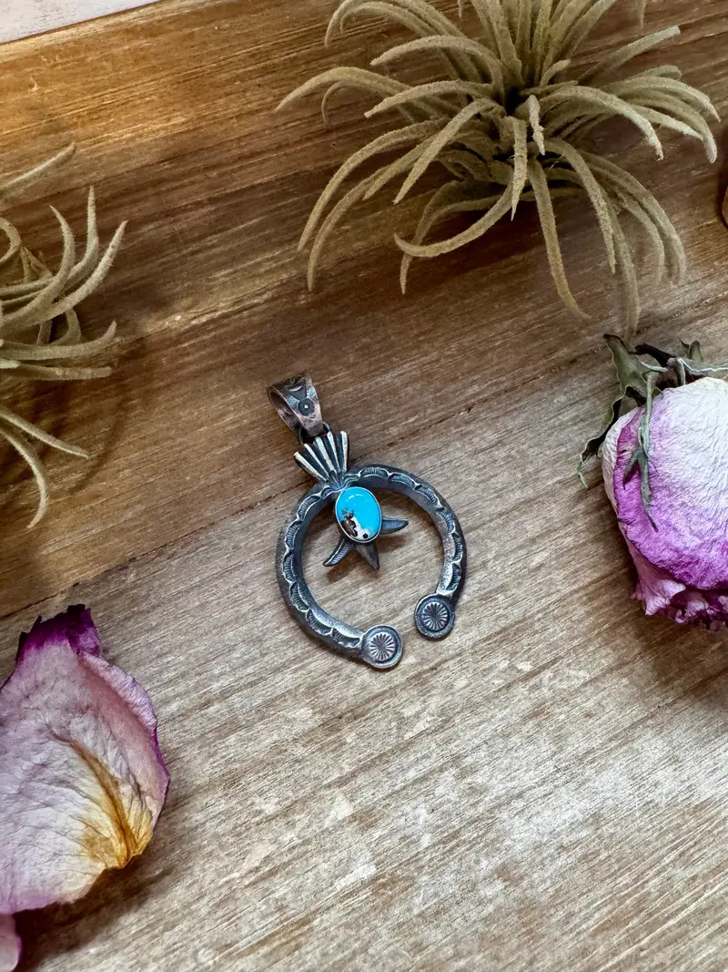 Naja Pendant With Golden Hill Turquoise – Sterling Silver – Native Made By Kb – Fits 8Mm 2