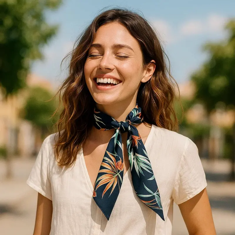 Navy And Orange Western Skinny Mini Wild Rag Scarf / Cowgirl Necktie #Tw138 1