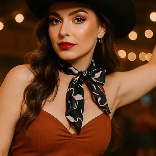 Navy And Pink Western Skinny Mini Wild Rag Scarf / Cowgirl Necktie #Tw323 1