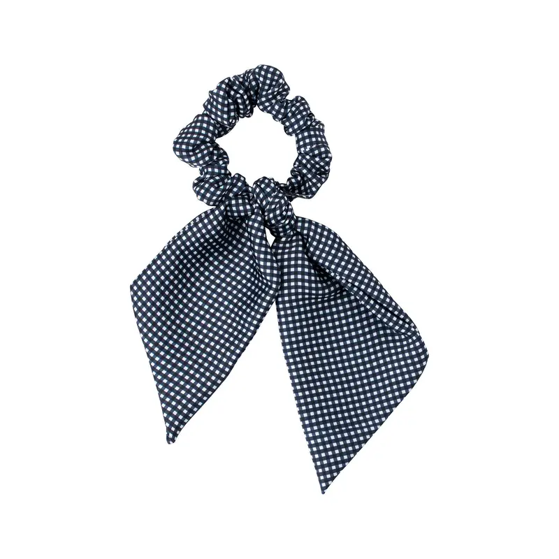 Navy Mini Check Scrunchie 1