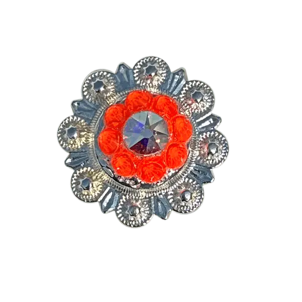 Neon Orange And Ab Bright Silver 1" European Crystal Concho 1