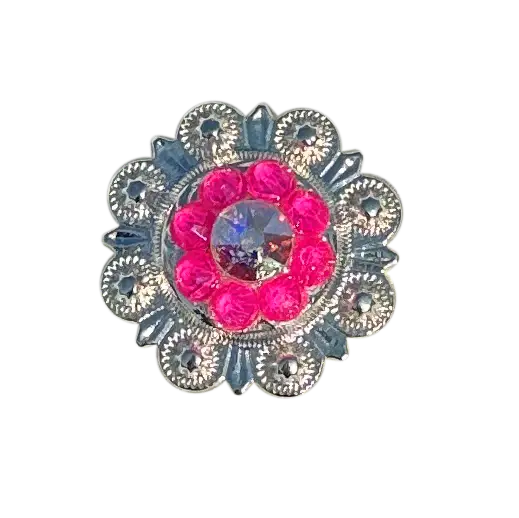 Neon Pink And Ab Bright Silver 1" European Crystal Concho 1