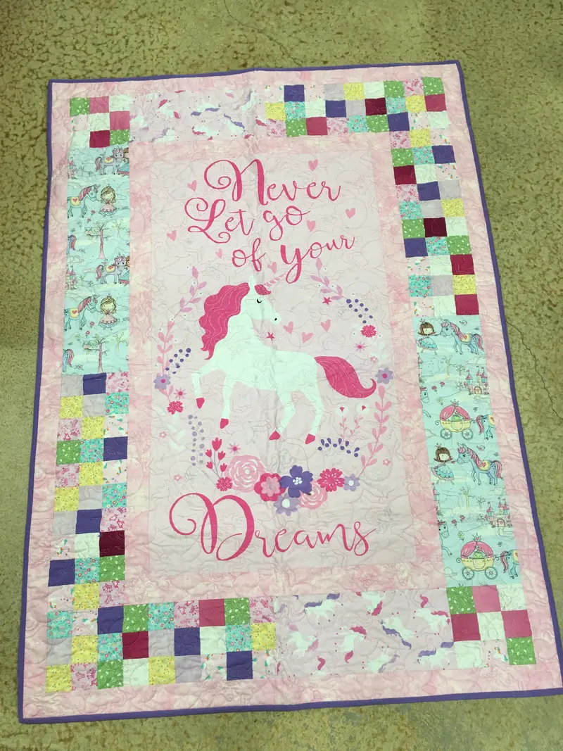 Never Let Go Of Your Dreams Panel / Unicorn Kit 42 X 60. Kit Includes Fabric, Binding, & Pattern. 1