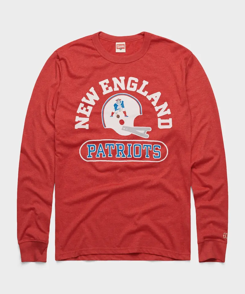 New England Patriots Throwback Helmet Long Sleeve Tee 1