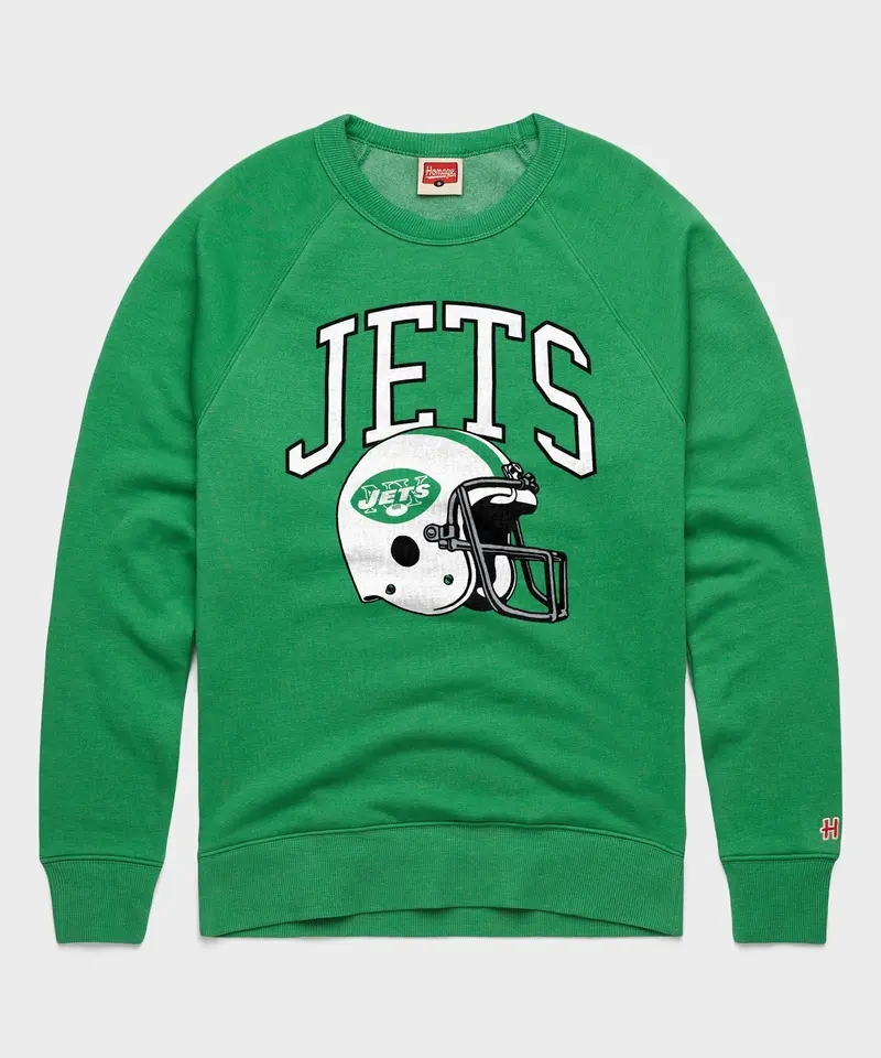 New York Jets Helmet Retro Crewneck 1