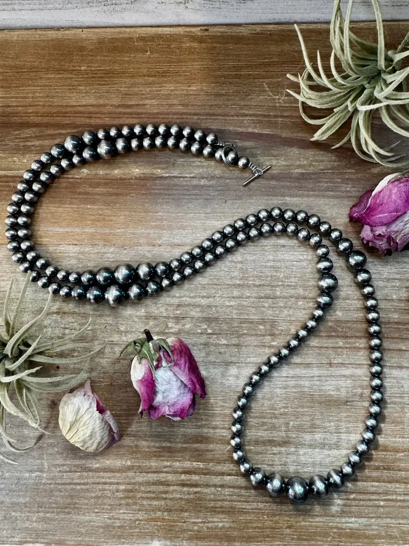 Nfr Collection Necklace – Graduated Sterling Silver Pearls 8Mm To 14Mm  46.5" 1