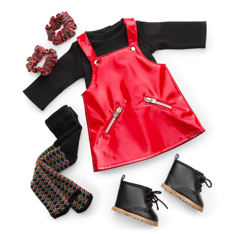 Nicki’S™ Red Vinyl Jumper Outfit For 18-Inch Dolls (Historical Characters) 1