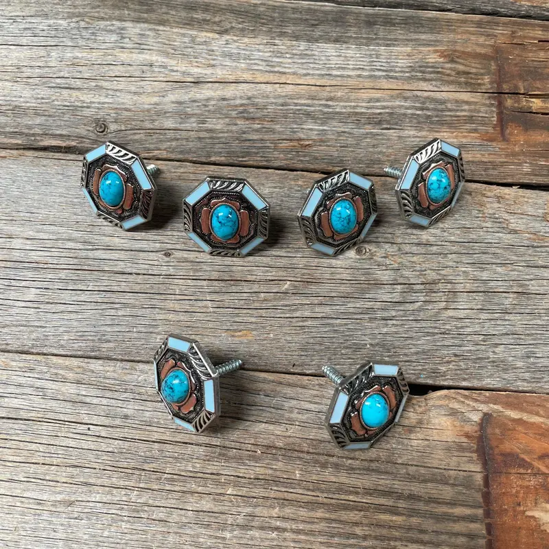 Octagon Turquoise And Blue Enamel Saddle Set Ssw221l 1