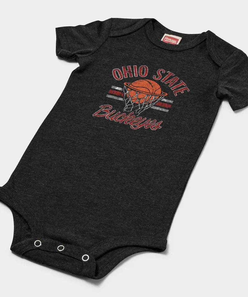 Ohio State Buckeyes Basketball Stripe Baby One Piece 2