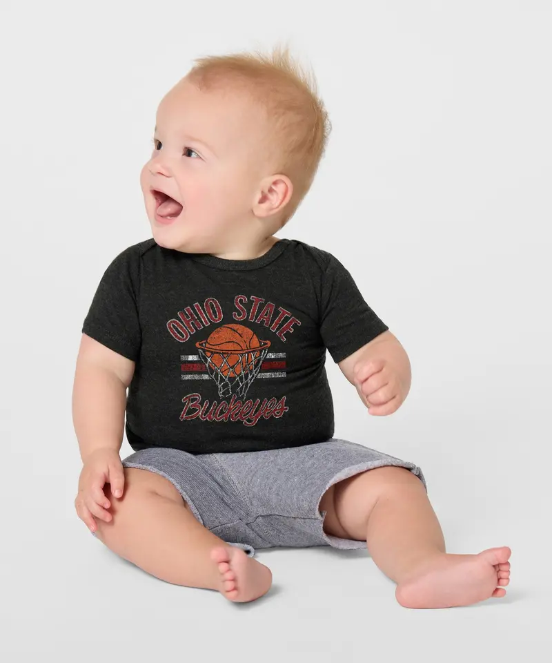 Ohio State Buckeyes Basketball Stripe Baby One Piece 3