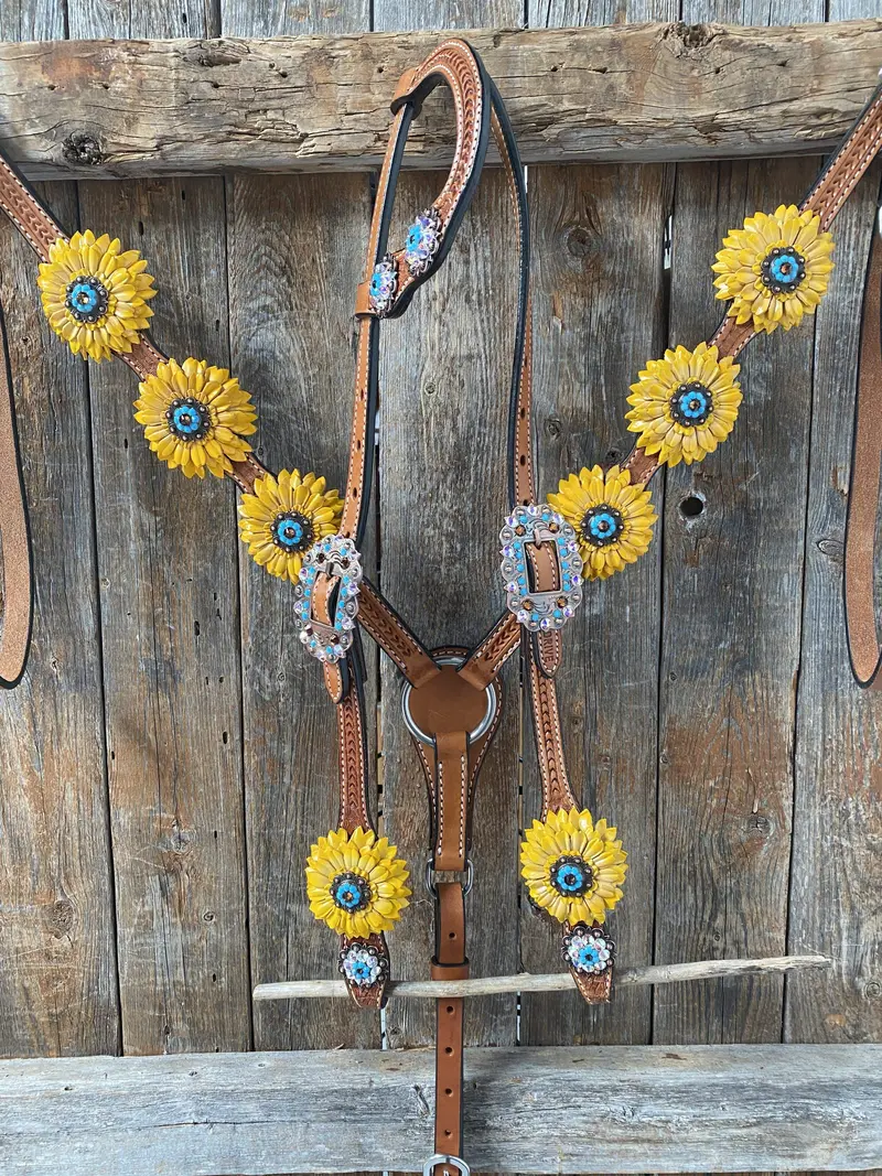 One Ear & Breastcollar -Yellow Daisy #Oebc422 1