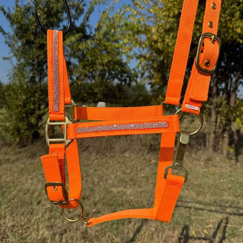 Orange Bling Nylon Horse Halter Bnhora 1