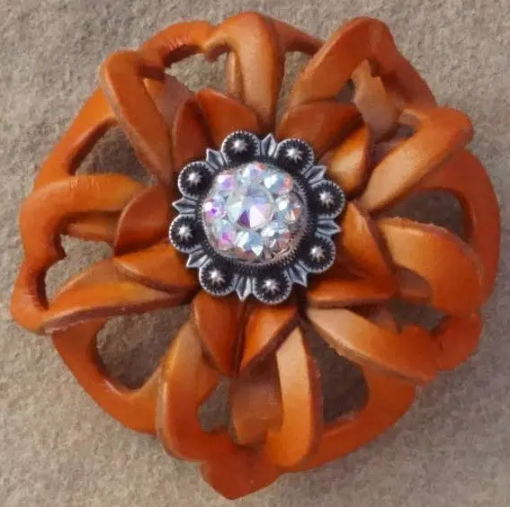 Orange Lotus Flower With Antique Silver Ab 1" Concho 1