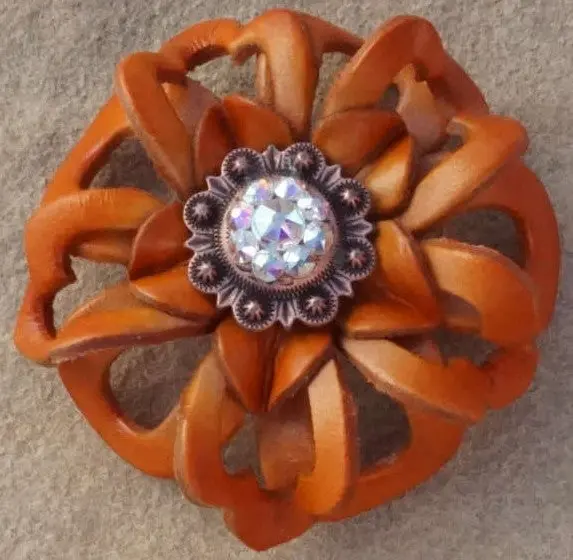 Orange Lotus Flower With Copper Ab 1" Concho 1