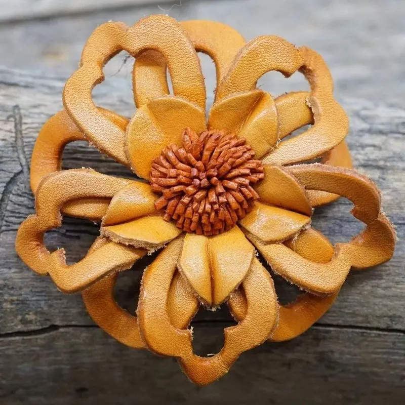 Orange Lotus Leather Flower 1