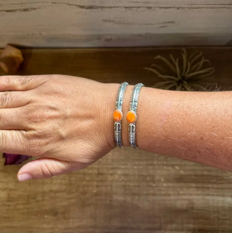 Orange Spiny Oyster Cuff Bracelet – Sterling Silver 1