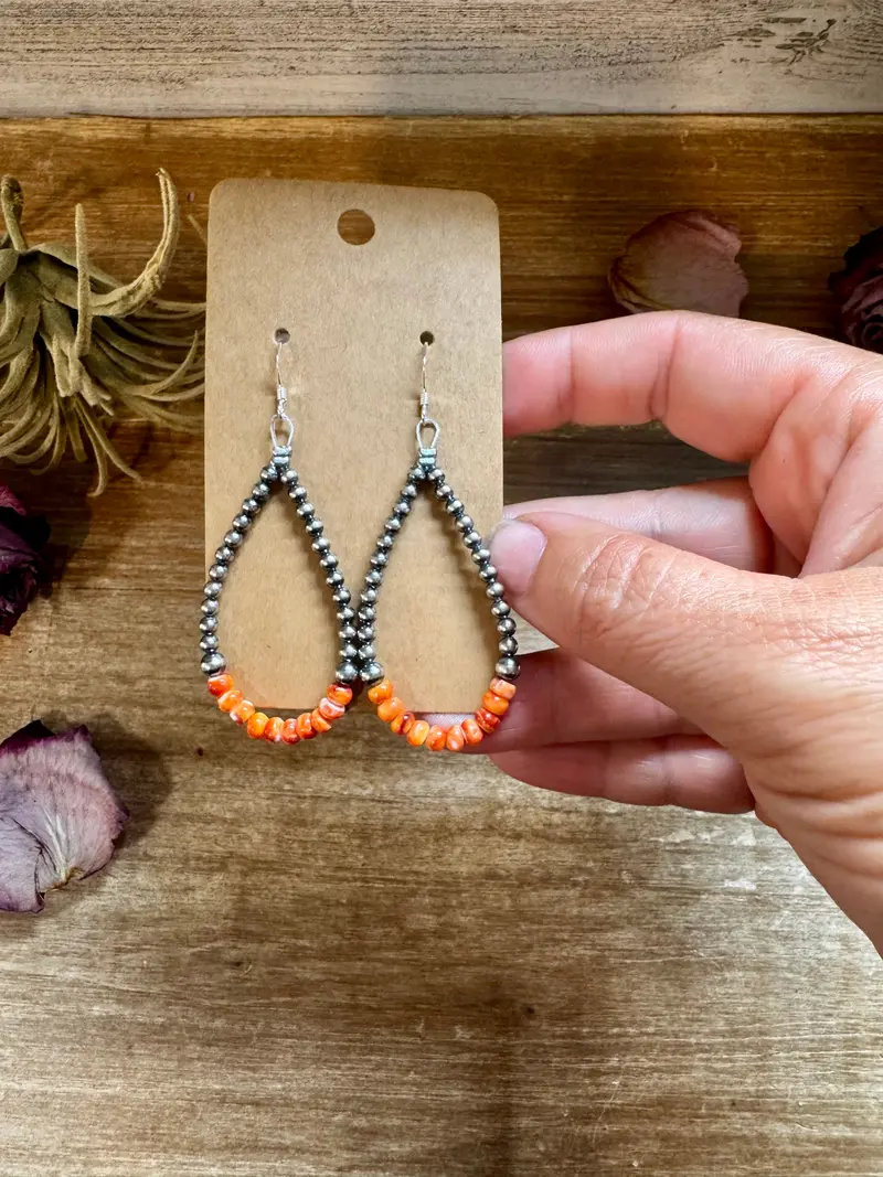 Orange Spiny Oyster Earrings – Sterling Silver Pearls 2