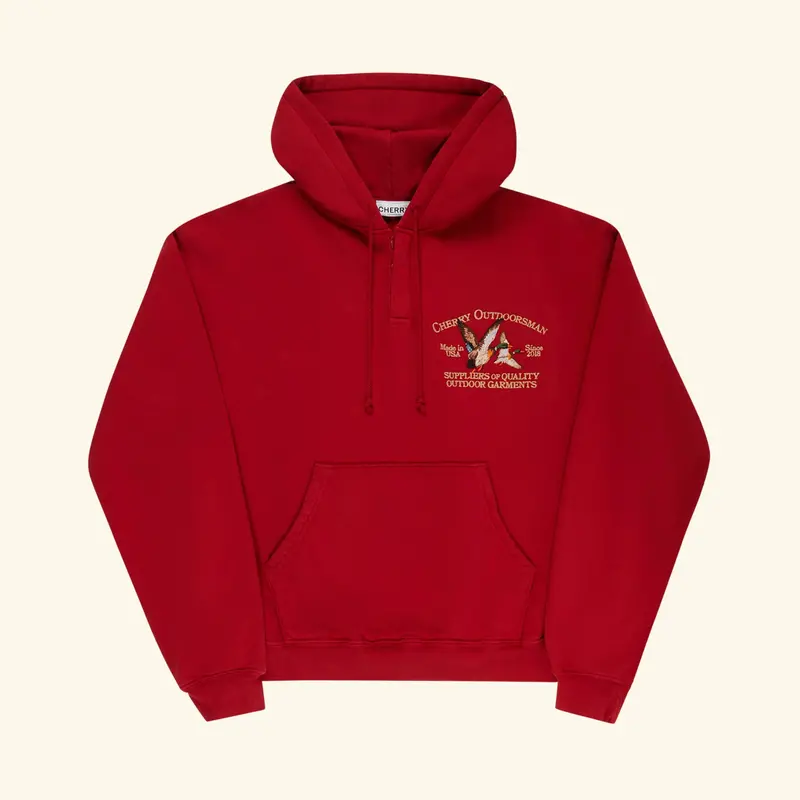Outdoorsman Henley Hoodie (Red) 1