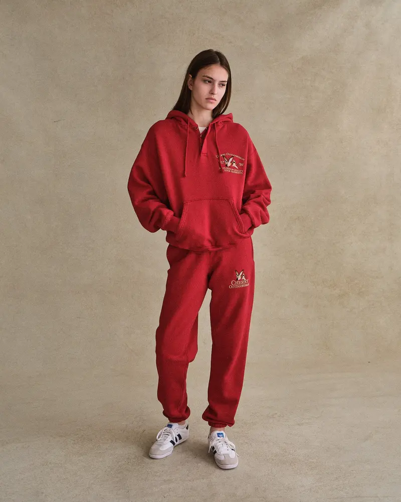 Outdoorsman Henley Hoodie (Red) 5