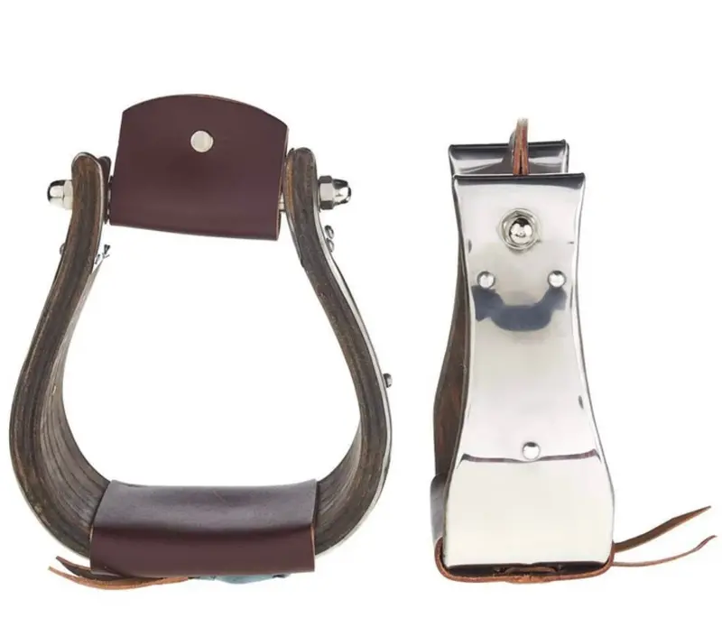 Partrade Open Range 3-1/4” Stainless Steel Covered Wooden Stirrups 1