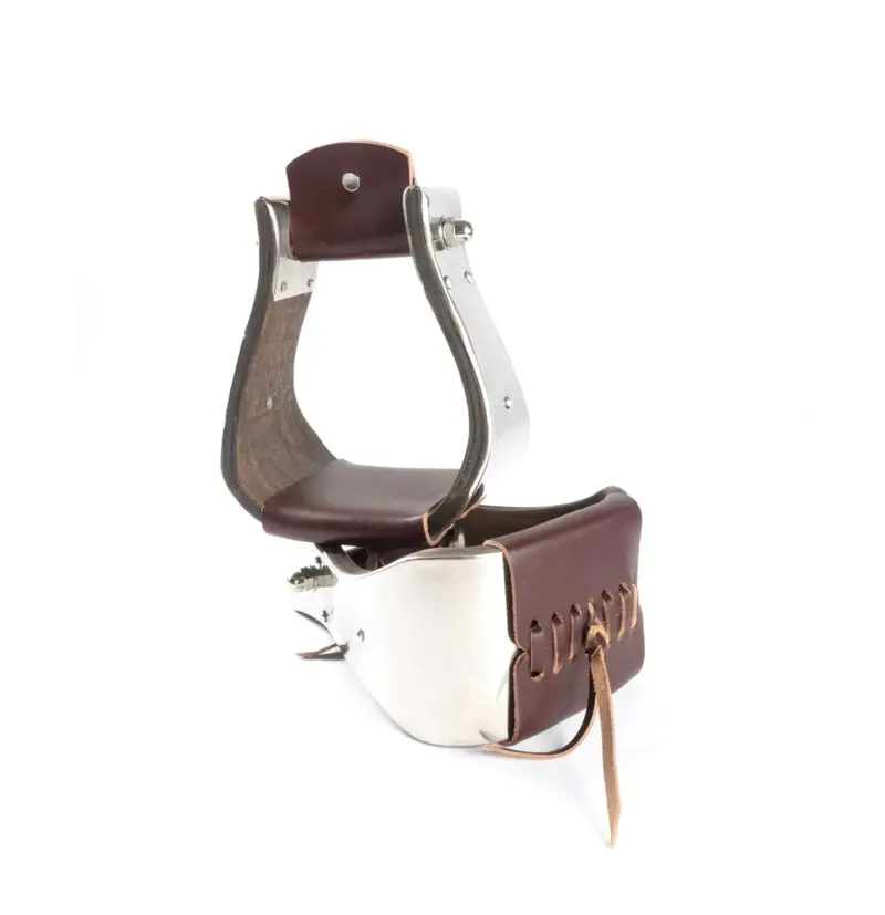 Partrade Open Range 4-1/4” Stainless Steel Covered Wooden Stirrups 1
