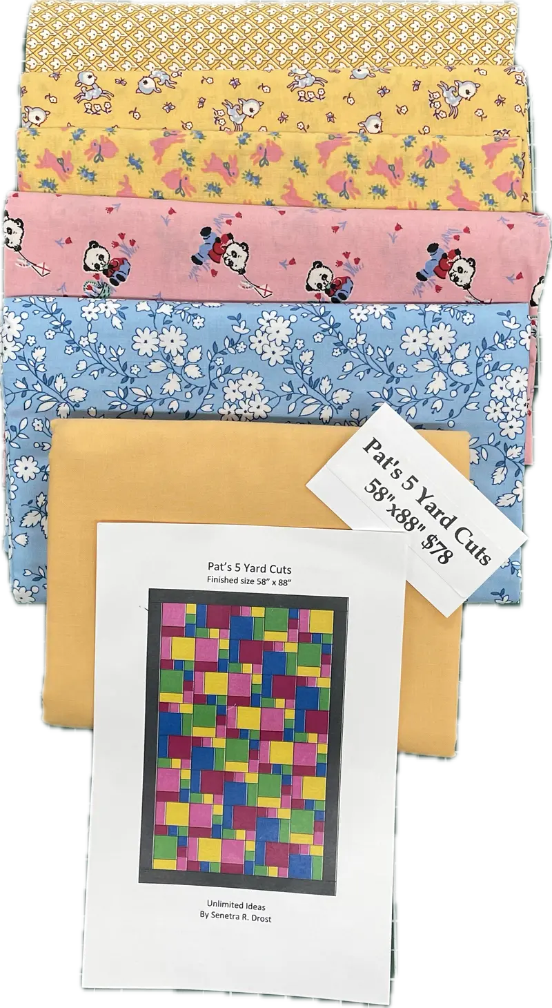 Pat's 5 Yard Cuts Pattern Kit  Blue, Pink, Yellow 1