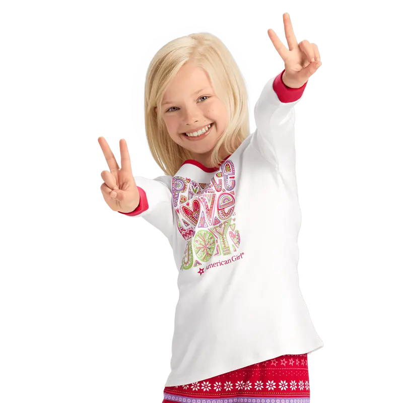 Peace, Love & Joy Pj Top For Girls 1