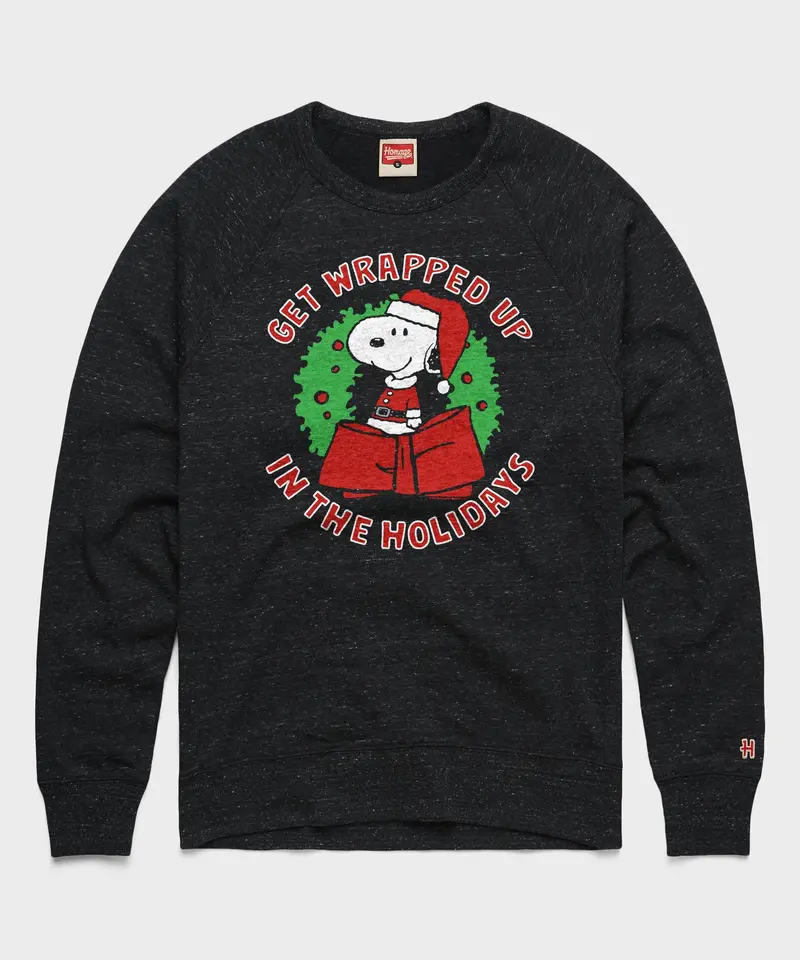 Peanuts Snoopy Get Wrapped Up In The Holidays Crewneck 1