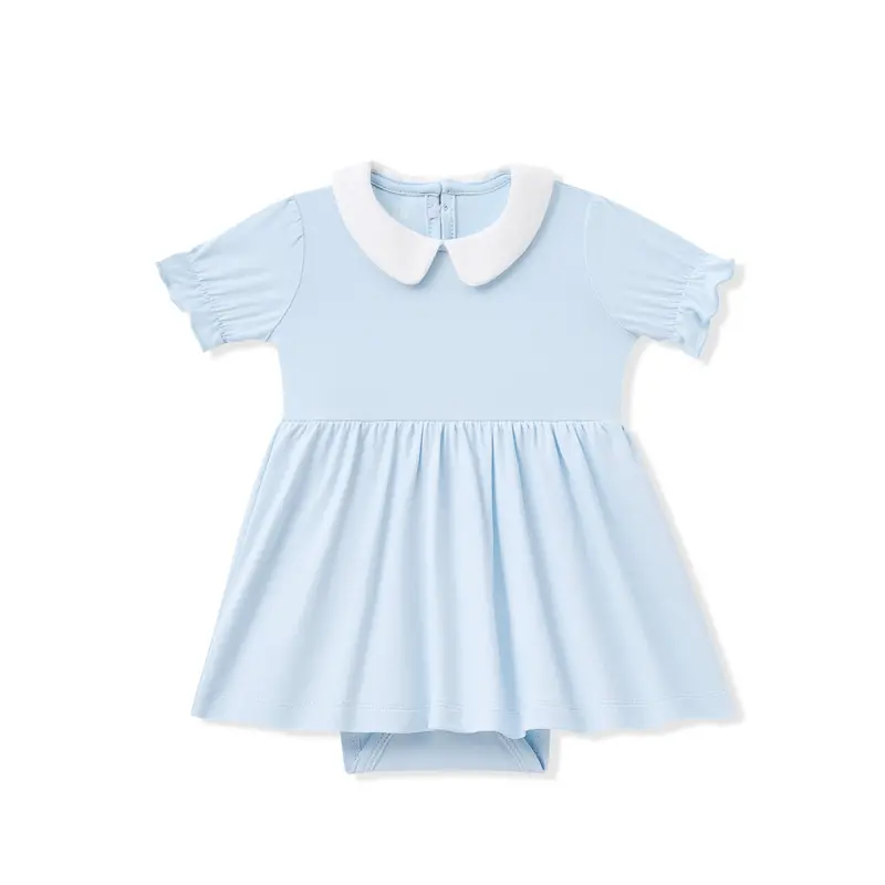 Peter Pan Collar Bodysuit Dress In Breeze 1