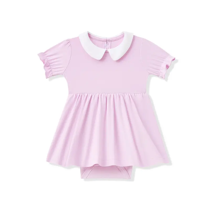 Peter Pan Collar Bodysuit Dress In Thistle 1