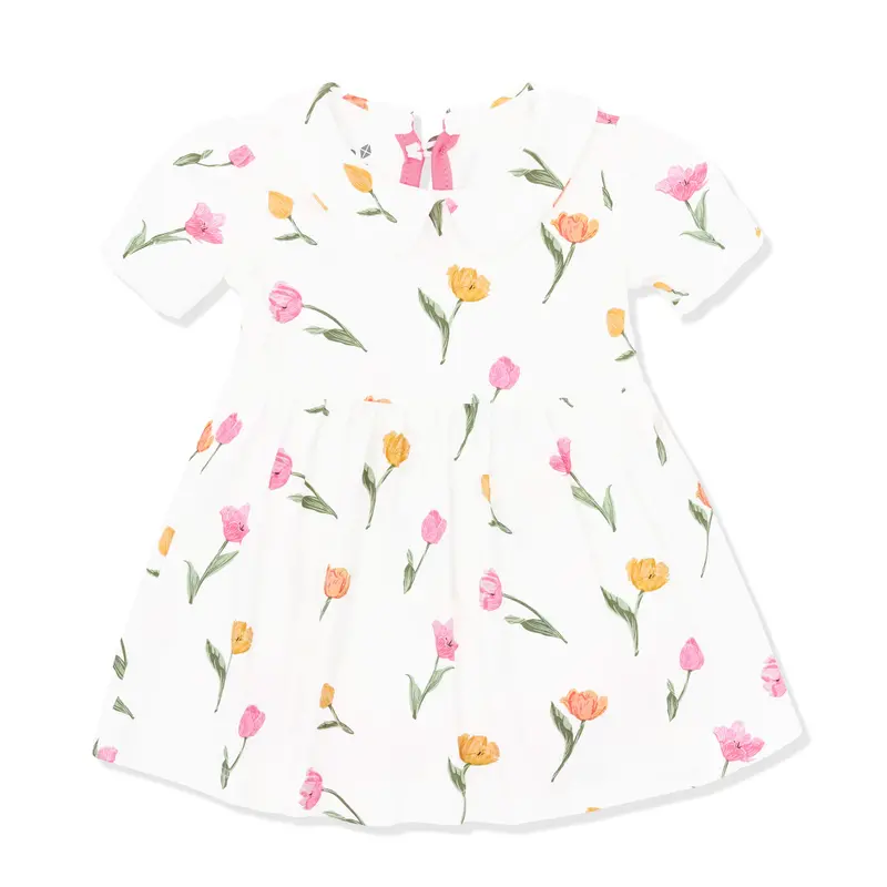Peter Pan Collar Bodysuit Dress In Tulip 2