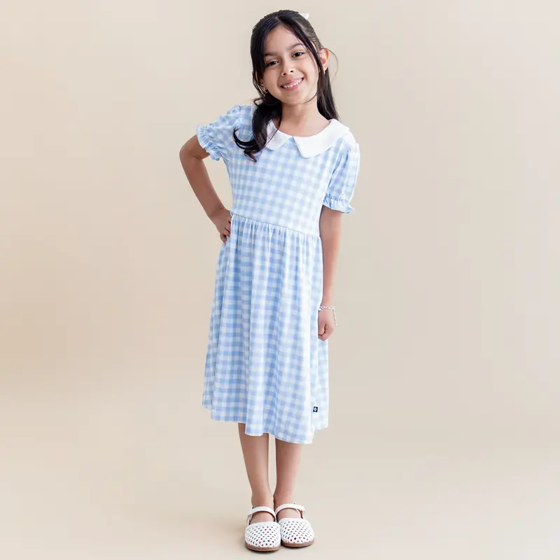 Peter Pan Collar Dress In Gingham Breeze 1