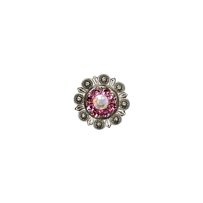 Pink & Ab Antique Silver 1" European Crystal Concho 1