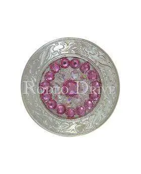 Pink & Ab Bright Silver 1.5" Disc European Crystal Concho 1