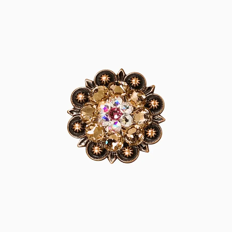 Pink Ab & Champagne Copper 1.25" European Crystal Concho 1