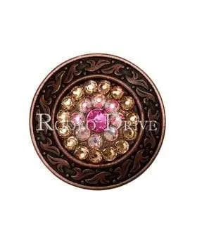 Pink Ab & Champagne Copper 1.5" Disc European Crystal Concho 1
