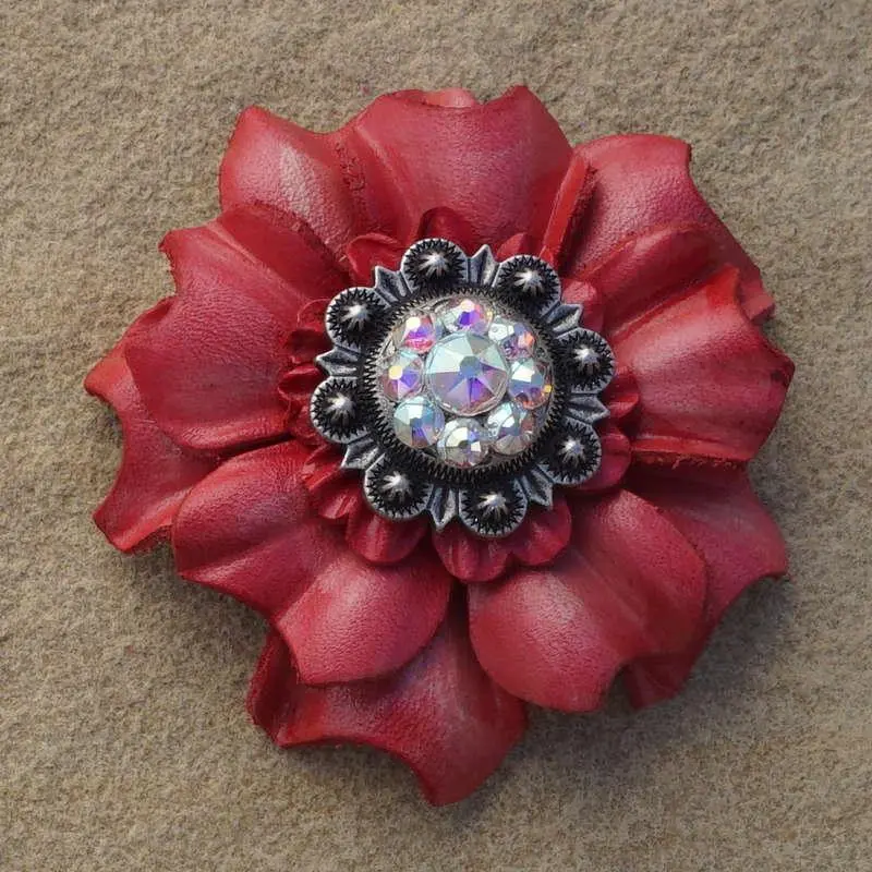 Pink Carnation Flower With Antique Silver Ab 1" Concho 1