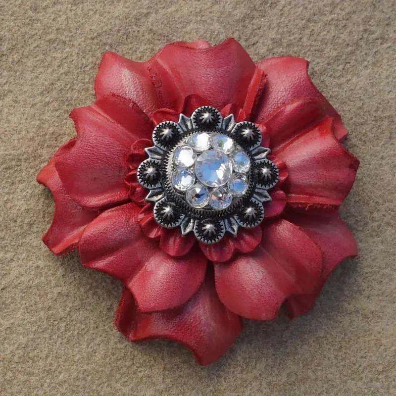 Pink Carnation Flower With Antique Silver Clear 1" Concho 1