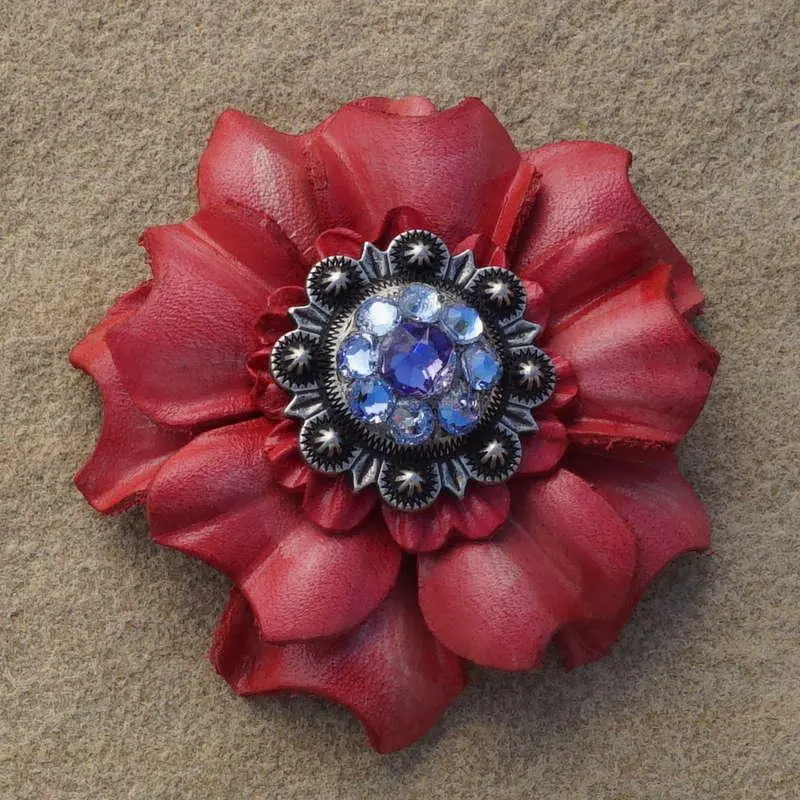 Pink Carnation Flower With Antique Silver Lilac And Light Sapphire 1" Concho 1