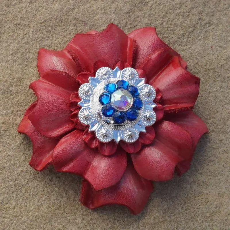 Pink Carnation Flower With Bright Silver Capri And Ab 1" Concho 1
